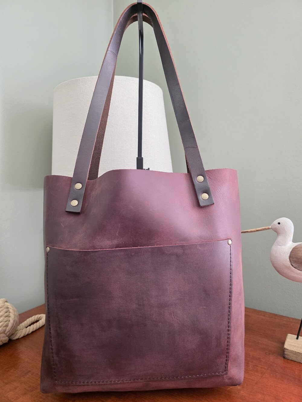 Portland Leather Classic Tote Merlot Full Grain Leather Bag